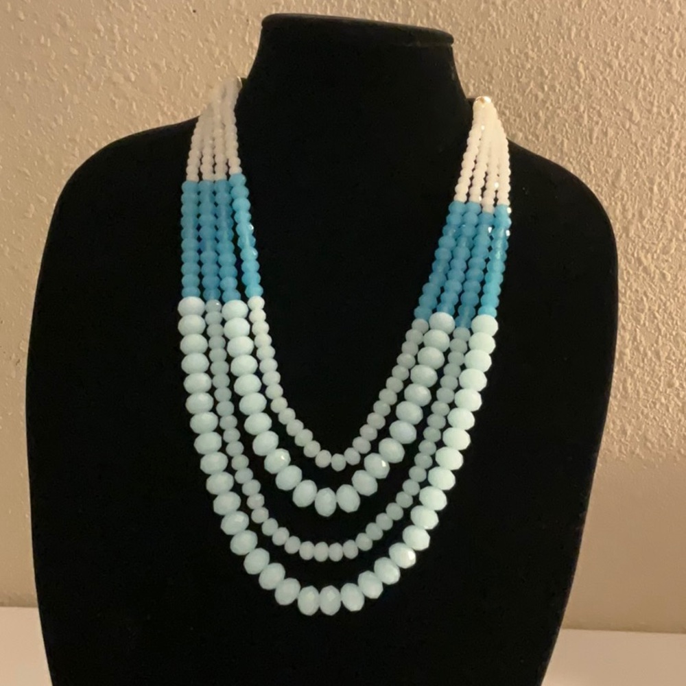 TalbotsCascading Blue and White Multi-Strand Necklace